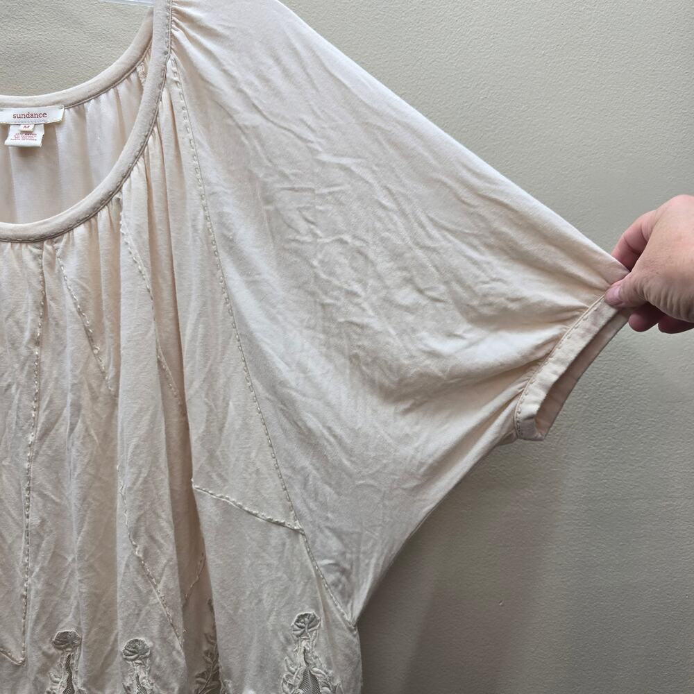 Sundance Women's Embroidered Lace Tunic Top Cream Size Medium Doman Sleeves - Picture 6 of 6